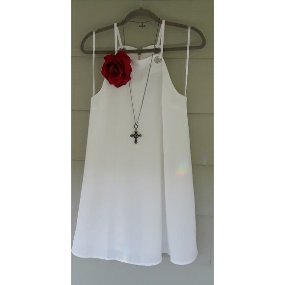 LOVERICHE White Summer Dress A-line Tunic Tank Top Size M Festival Concert Beach - Picture 1 of 7